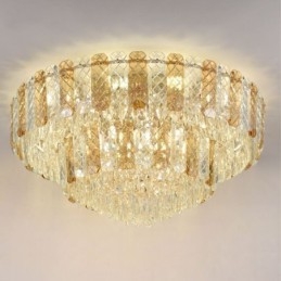 Plafonnier décoratif de luxe rond à double couche en cristal, 80 cm