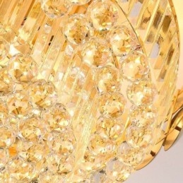 Plafonnier décoratif de luxe rond en cristal plaqué or électrolytique 80 cm