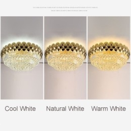 Plafonnier décoratif de luxe rond en cristal plaqué or électrolytique 80 cm