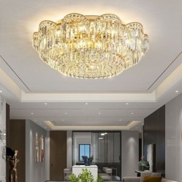 Plafonnier décoratif rond de luxe en cristal à montage encastré
