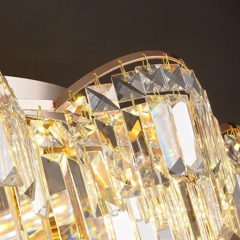 Plafonnier décoratif rond de luxe en cristal à montage encastré