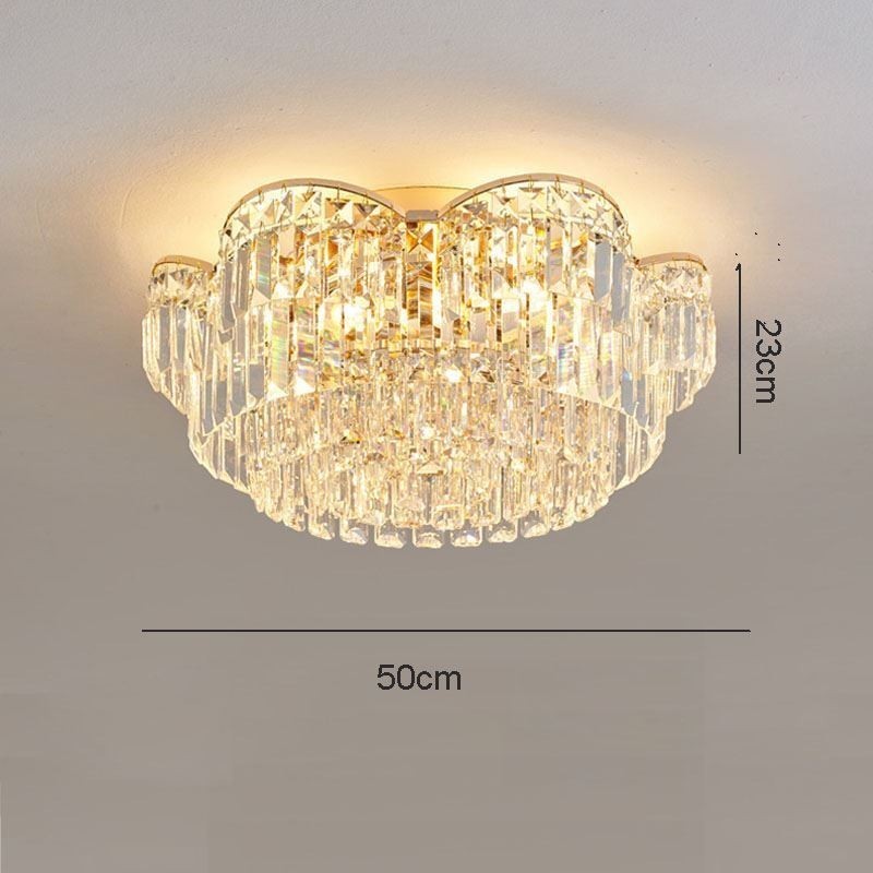 Plafonnier décoratif rond de luxe en cristal à montage encastré