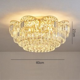 Plafonnier décoratif rond de luxe en cristal à montage encastré