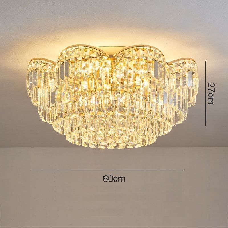 Plafonnier décoratif rond de luxe en cristal à montage encastré