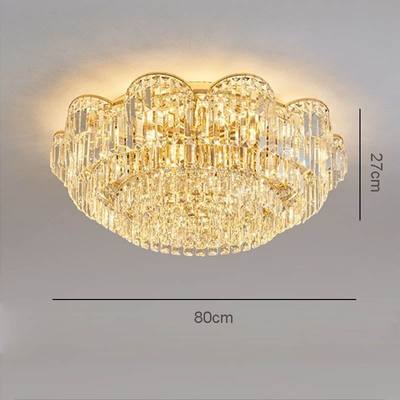 Plafonnier décoratif rond de luxe en cristal à montage encastré