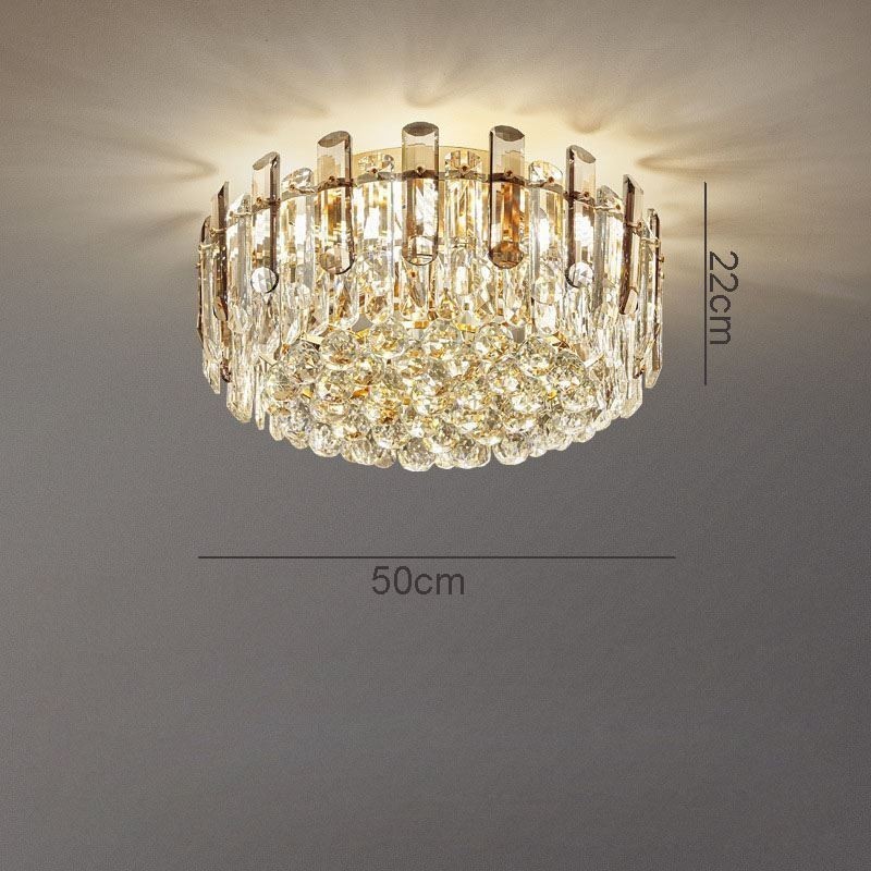 Plafonnier décoratif rond en cristal gris fumé à montage encastré