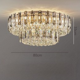 Plafonnier décoratif rond en cristal gris fumé à montage encastré