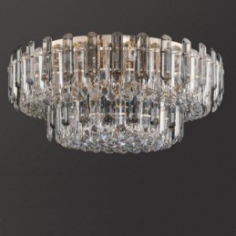 Plafonnier décoratif rond en cristal gris fumé à montage encastré