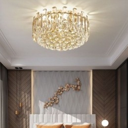 Plafonnier décoratif rond en cristal de luxe à montage encastré