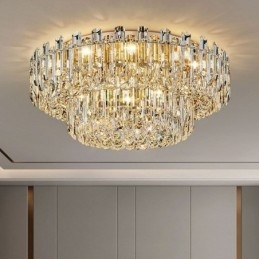 Plafonnier décoratif rond en cristal de luxe à montage encastré