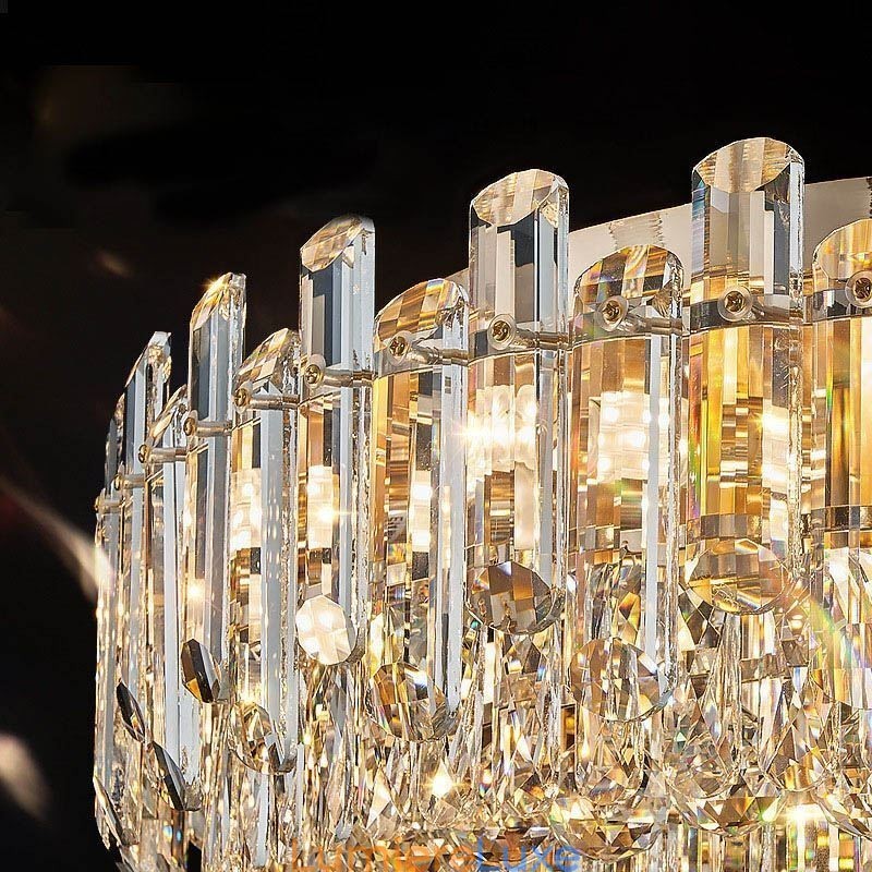 Plafonnier décoratif rond en cristal de luxe à montage encastré