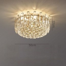Plafonnier décoratif rond en cristal de luxe à montage encastré