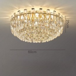 Plafonnier décoratif rond en cristal de luxe à montage encastré
