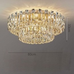 Plafonnier décoratif rond en cristal de luxe à montage encastré