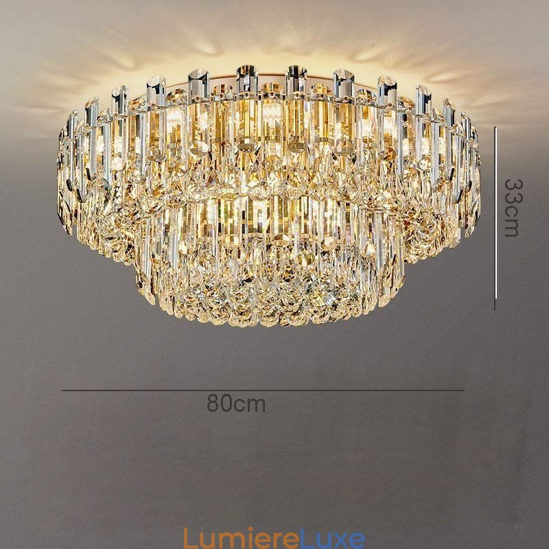 Plafonnier décoratif rond en cristal de luxe à montage encastré