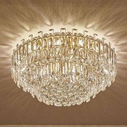 Plafonnier décoratif rond en cristal de luxe à montage encastré