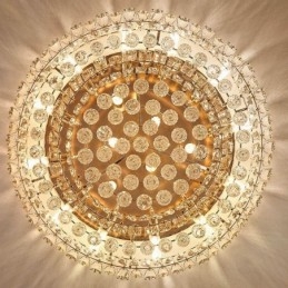 Plafonnier décoratif rond en cristal de luxe à montage encastré