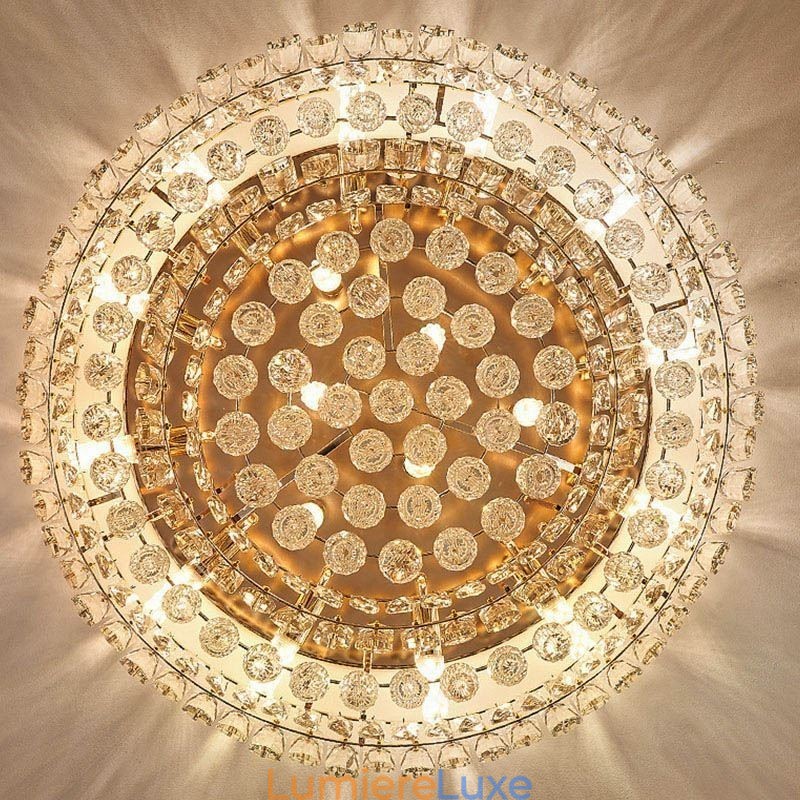 Plafonnier décoratif rond en cristal de luxe à montage encastré