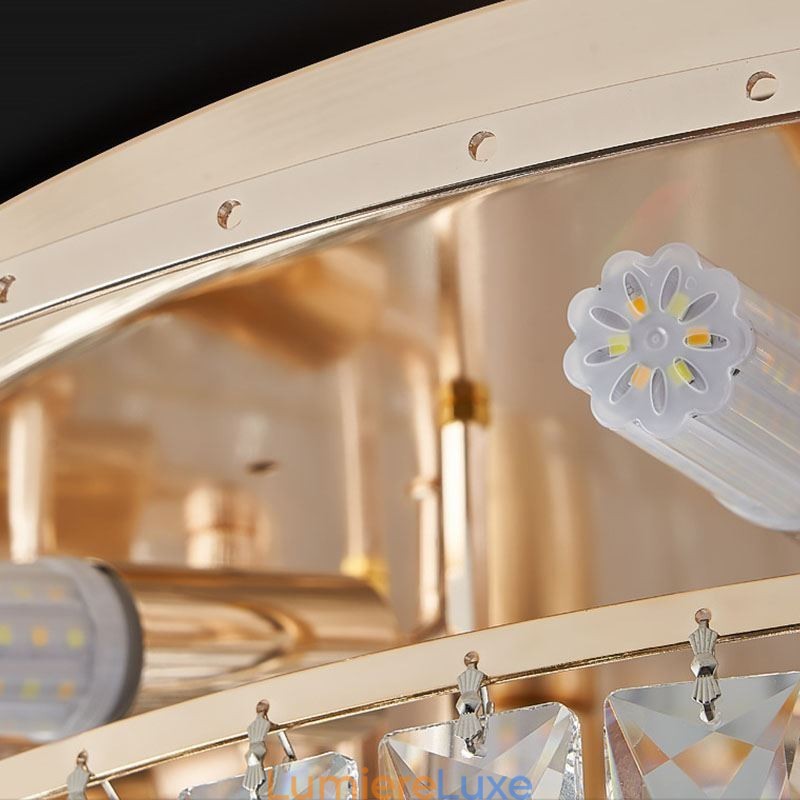 Plafonnier décoratif rond en cristal de luxe à montage encastré