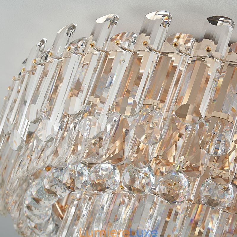 Plafonnier décoratif rond en cristal de luxe à montage encastré