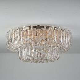 Plafonnier décoratif rond en cristal de luxe à montage encastré