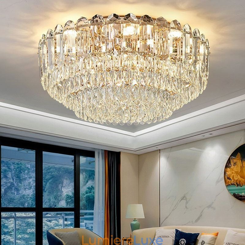 Plafonniers décoratifs ronds en cristal à montage encastré