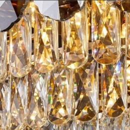 Plafonnier décoratif rond en cristal gris fumé à montage encastré
