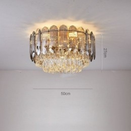 Plafonnier décoratif rond en cristal gris fumé à montage encastré