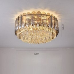 Plafonnier décoratif rond en cristal gris fumé à montage encastré