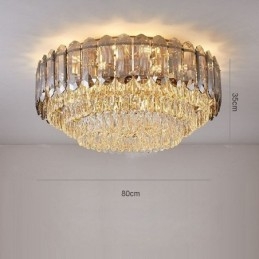Plafonnier décoratif rond en cristal gris fumé à montage encastré