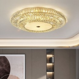 Plafonnier décoratif rond en cristal à montage encastré