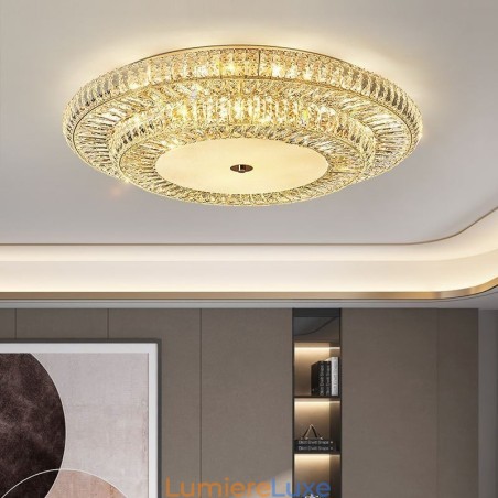 Plafonnier décoratif rond en cristal à montage encastré Plafonnier décoratif rond en cristal à montage encastré
