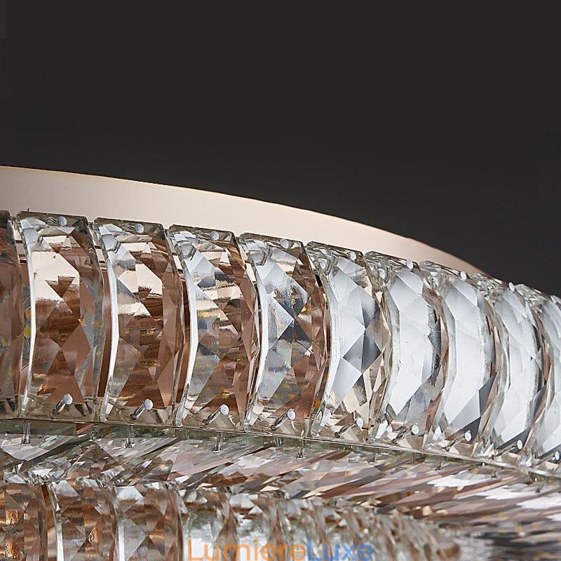 Plafonnier décoratif rond en cristal à montage encastré