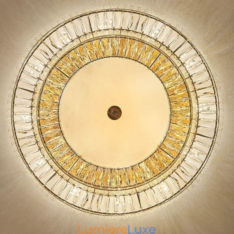 Plafonnier décoratif rond en cristal à montage encastré