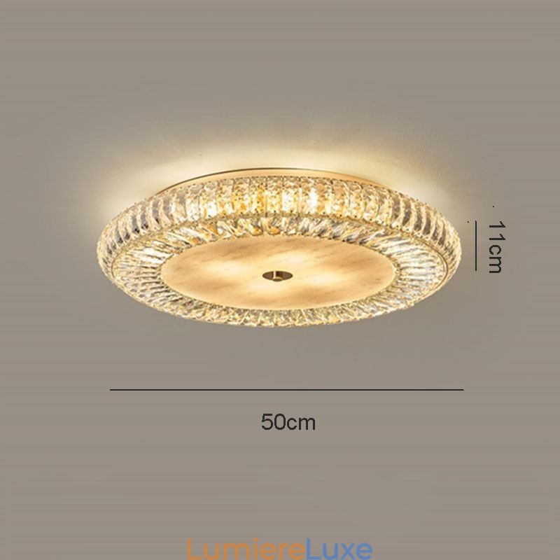 Plafonnier décoratif rond en cristal à montage encastré