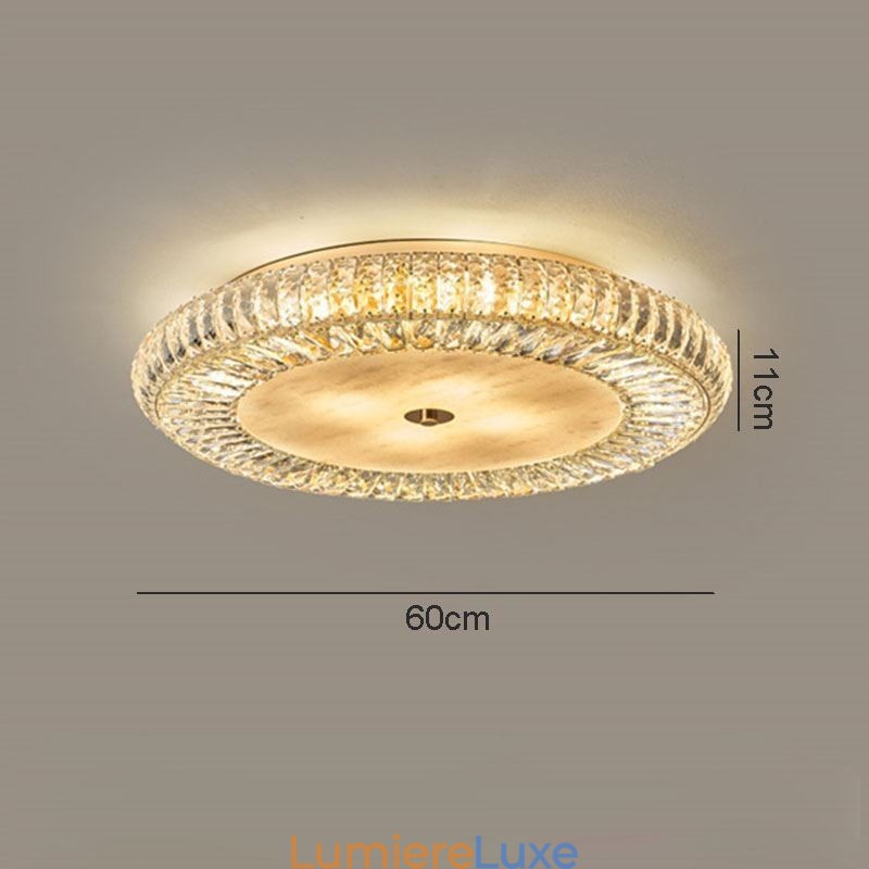Plafonnier décoratif rond en cristal à montage encastré