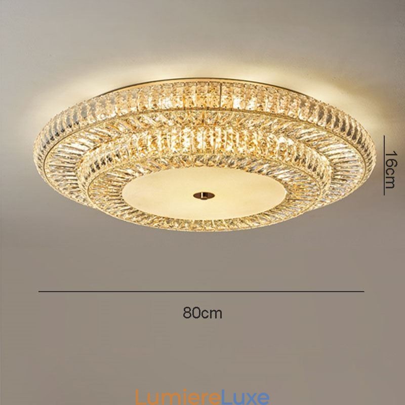Plafonnier décoratif rond en cristal à montage encastré