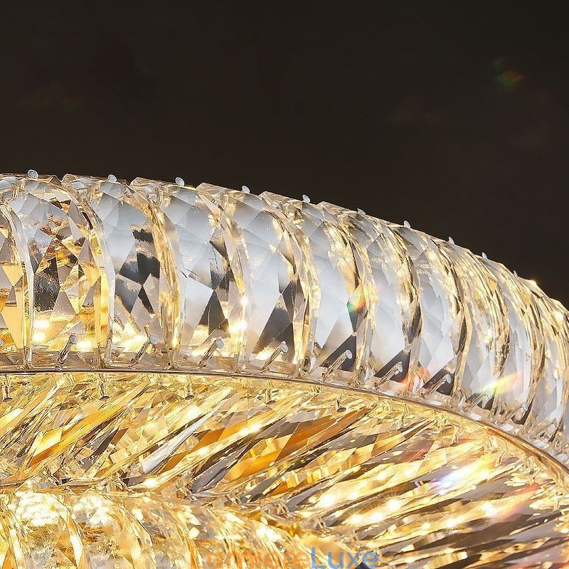 Plafonnier décoratif rond en cristal à montage encastré