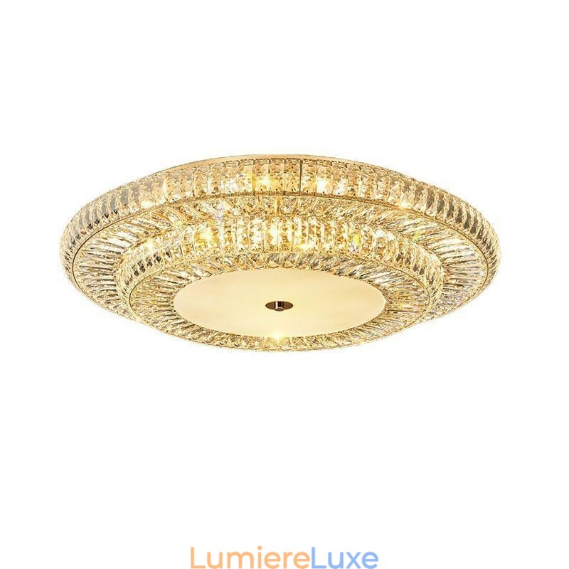 Plafonnier décoratif rond en cristal à montage encastré