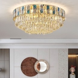 Plafonnier rond en cristal avec abat-jour en forme de coquillage