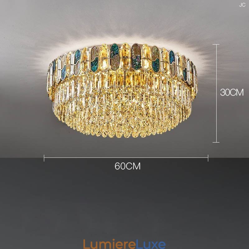 Plafonnier rond en cristal avec abat-jour en forme de coquillage