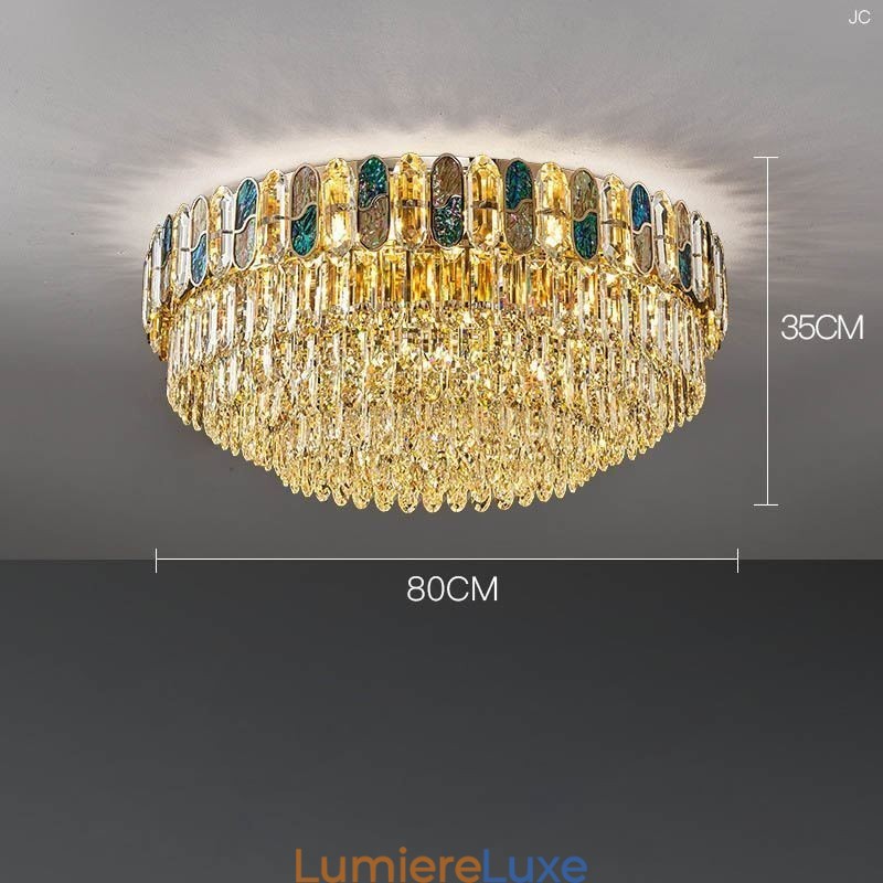 Plafonnier rond en cristal avec abat-jour en forme de coquillage