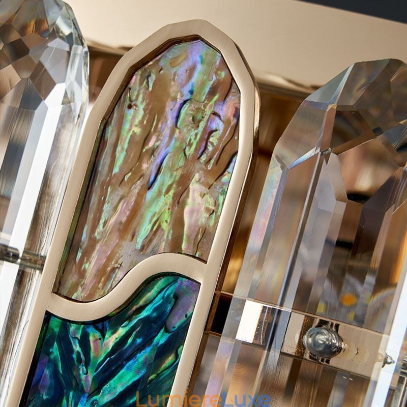 Plafonnier rond en cristal avec abat-jour en forme de coquillage