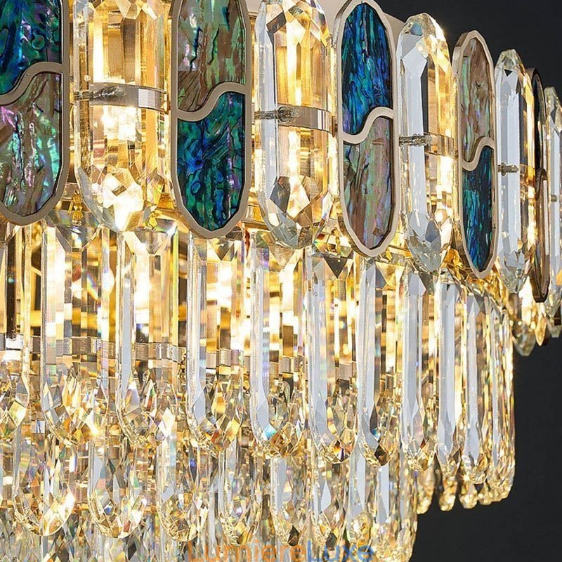 Plafonnier rond en cristal avec abat-jour en forme de coquillage