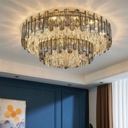 Plafonnier rond simple et moderne en cristal pour salle à manger