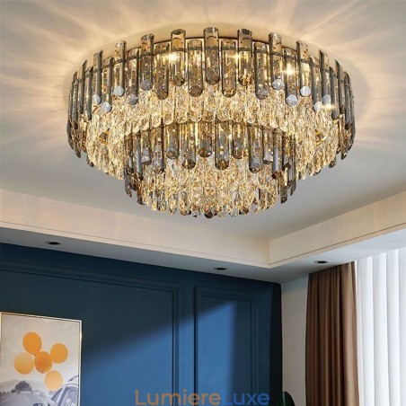 Plafonnier rond simple et moderne en cristal pour salle à manger Plafonnier rond simple et moderne en cristal pour salle à manger
