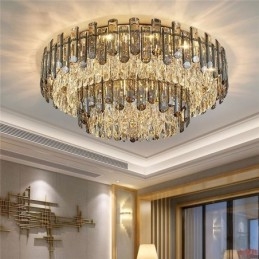 Plafonnier rond simple et moderne en cristal pour salle à manger
