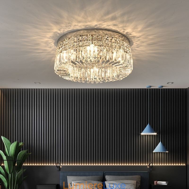 Plafonnier moderne et élégant en cristal à montage encastré