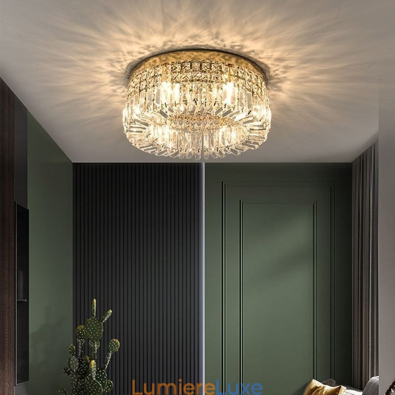 Plafonnier moderne et élégant en cristal à montage encastré