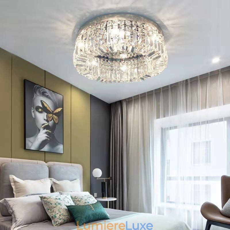 Plafonnier moderne et élégant en cristal à montage encastré